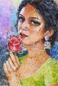 Moazzam Ali, Flower & Flower Series, 30 x 42 Inch, Watercolor on Paper, Figurative Painting, AC-MOZ-161